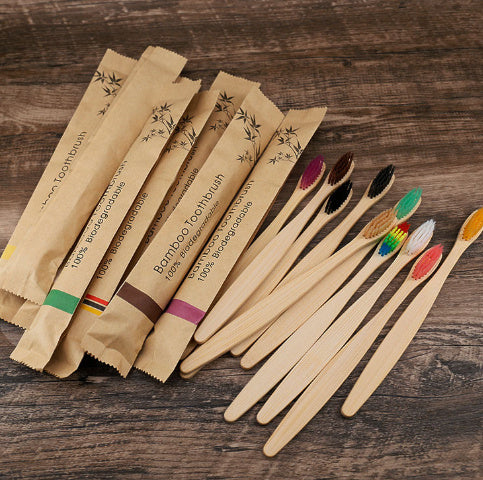 10Pcs Colorful Toothbrush Natural Bamboo Tooth Brush Set Soft Bristle Charcoal Teeth Eco Bamboo Toothbrushes Dental Oral Care