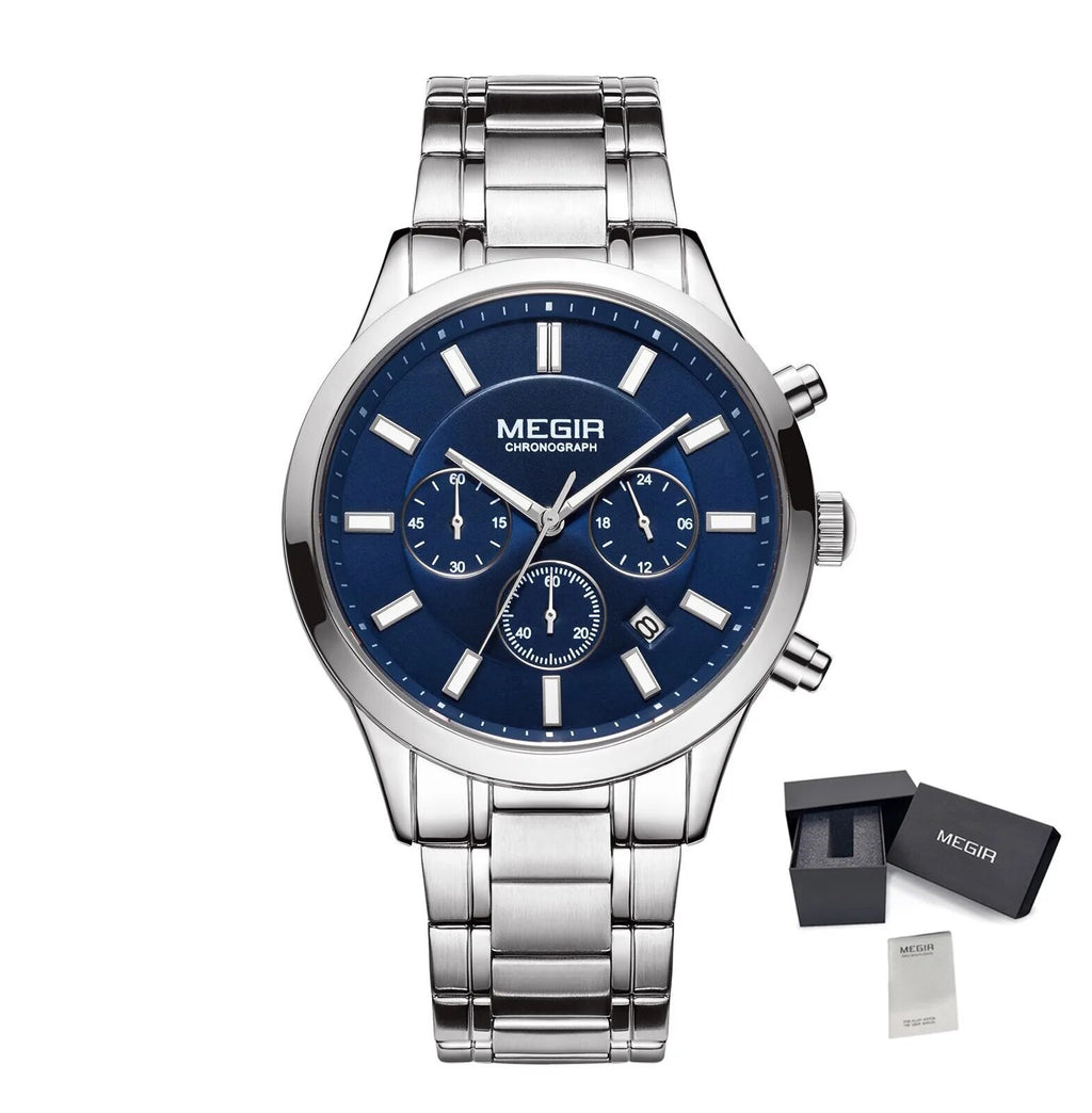 MEGIR Stainless Steel Waterproof Wrist Watches for Men Luminous Chronograph Business Quartz Men's Casual Clock Reloj Hombre-19