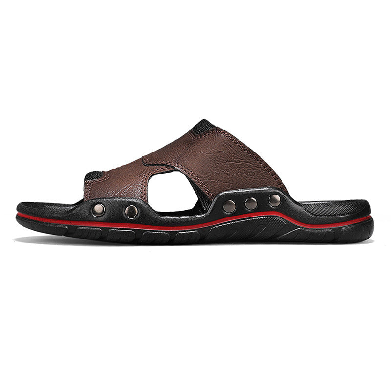 Non-slip Deodorant Men's Sandals Genuine Leather Outdoor Flip Flops