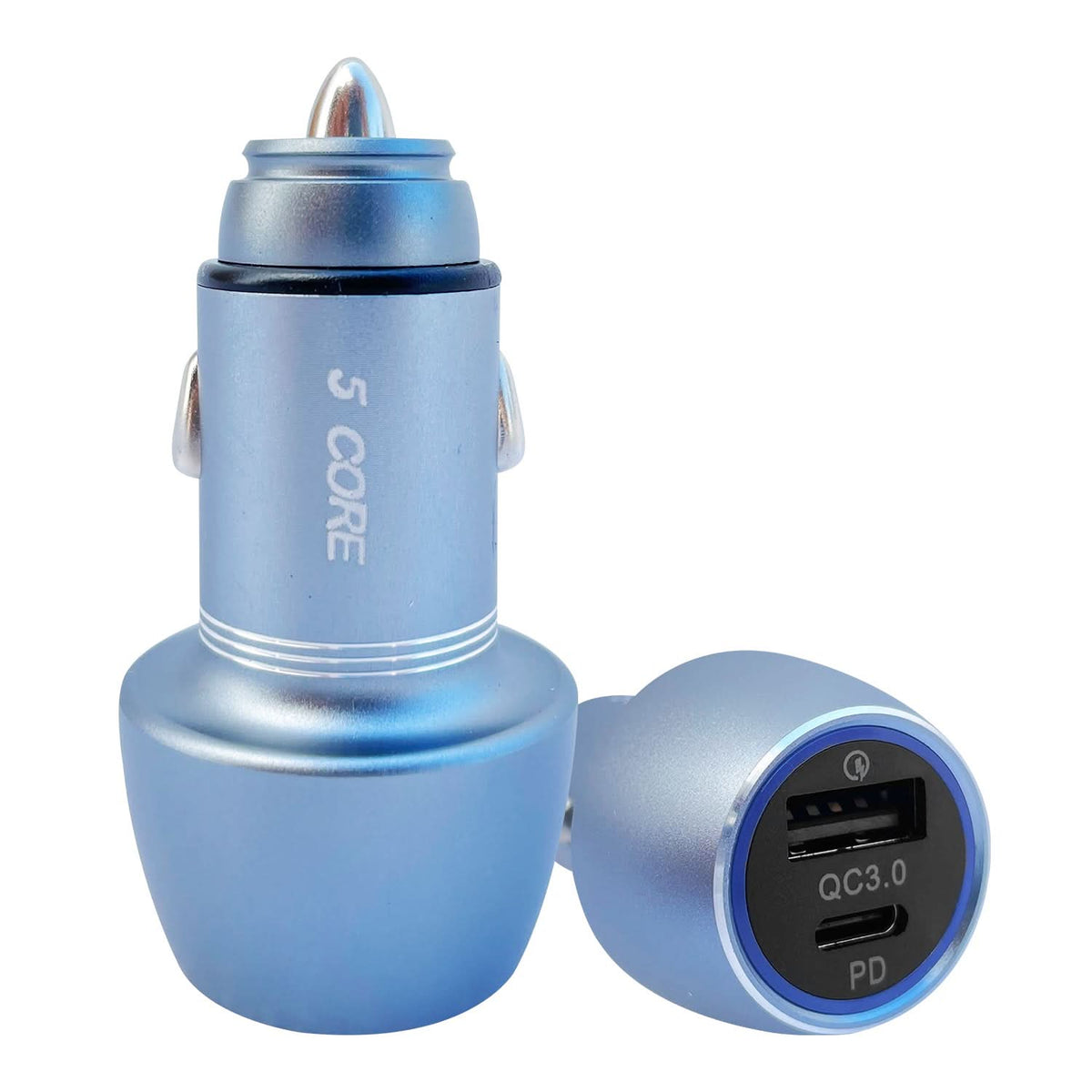 5 Core USB Car Charger Cigarette Lighter Adapter 1 USB 1 Type C Port QC 3.0 36W Fast Charging-0
